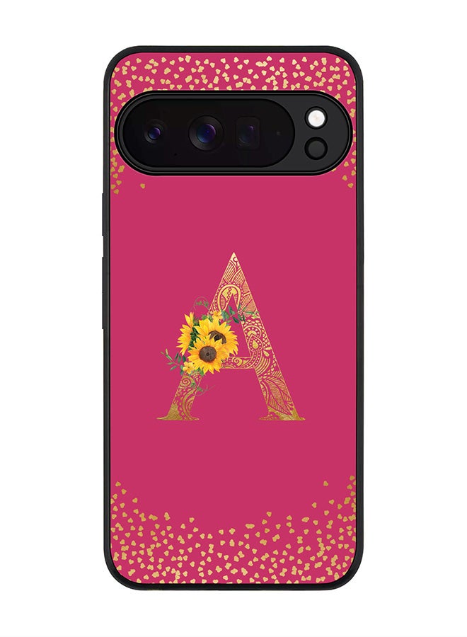 For Google Pixel 10 Pro XL Case,Slim fit Camera Protection, Shockproof Thin Phone cover  - Custom Floral Monogram - A ( Deep Pink )
